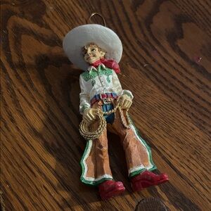 Cowboy Holiday Ornament with Red and Green Accents